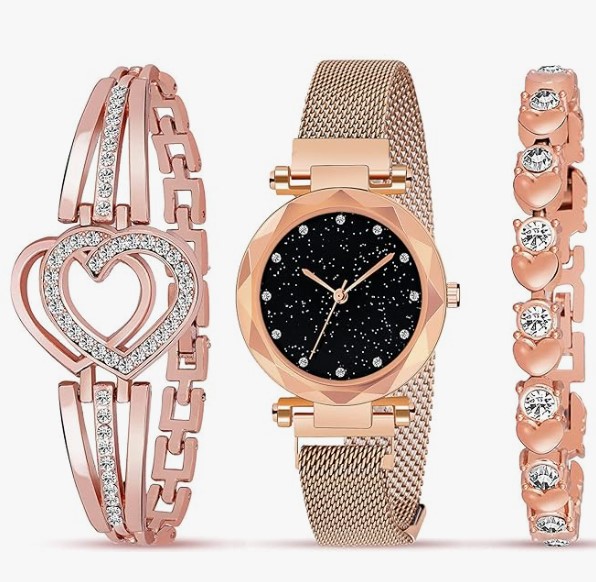 Plain Dial Magnet Watch with Bracelet
